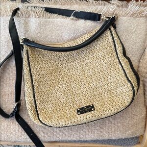 Kate Spade Tan and Black Woven Shoulder Bag